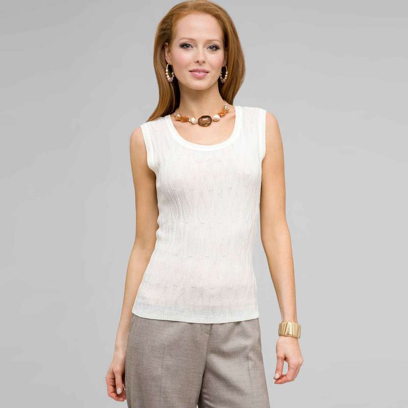 Sleeveless Shell, Ivory, large image number 0